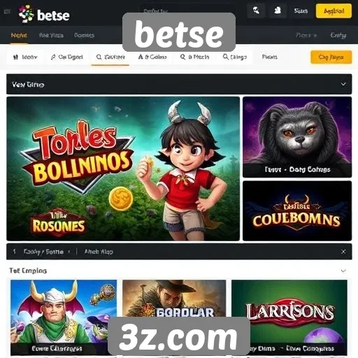 Overview das opções de jogos disponíveis no site betse